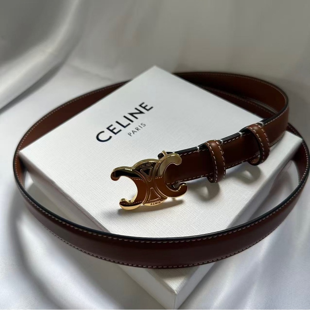Bundle & Save! 💖Celine Brown Leather Belt with Gold Buckle 85cm / 34in